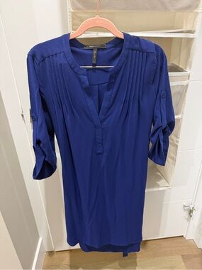 BCBGMaxAzria Royal Blue Pleated V-Neck Tunic